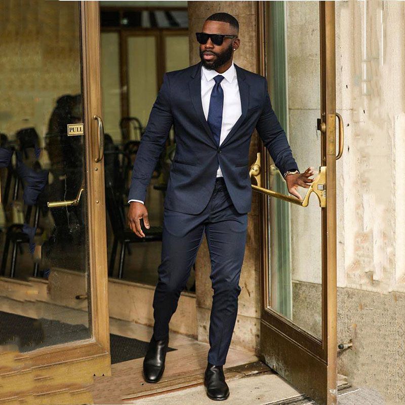 Compra Trajes De Verano Azul Marino Para Hombres De Negocios Blazer Costume  Homme Two Buttons Coat + Pants Best Man Outfit Slim Fit Terno Masculino  Barato | Entrega Rápida Y Calidad | Es.Dhgate