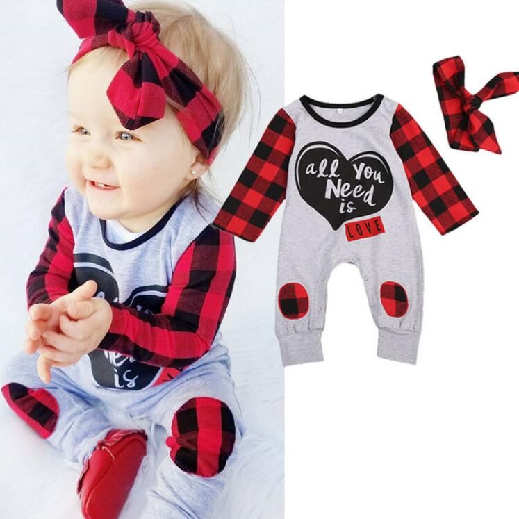 Infant  Baby Girls Letter Heart Print Jumpsuit Bodysuit Romper Clothes BR Lot