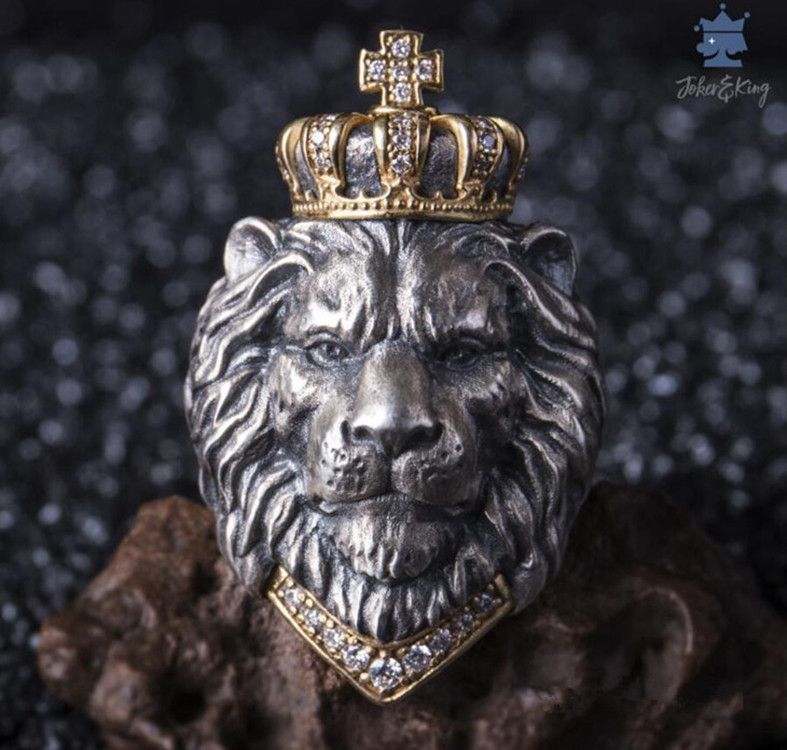 Anillo Para Los Hombres Anillos De Joyería Plateada De Plata Corona De Los Anillos León, Tamaño De Apertura Ajustable De 26,21 € | DHgate