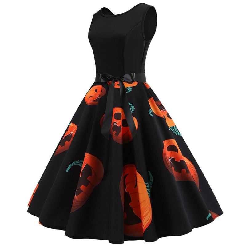 Compre Vestido Estampado De Tema De Navidad De Navidad De Diseno Nuevo De 2019 Para Mujer Vestido Vintage De Linea Rockbilly De Los Anos 50 Para Mujer Fiestas Festivales A 11 26