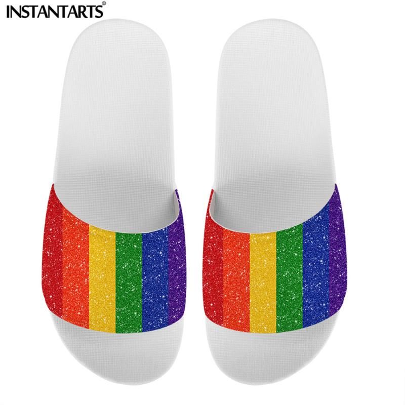 rainbow thick soled slippers