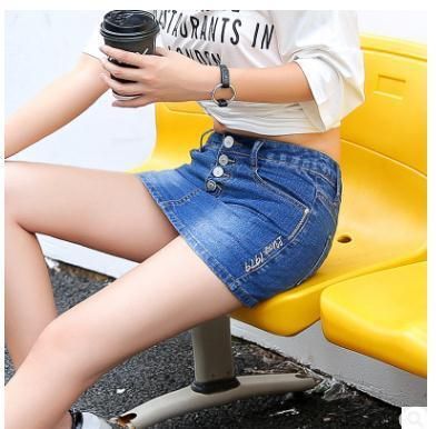 womens dark blue denim shorts