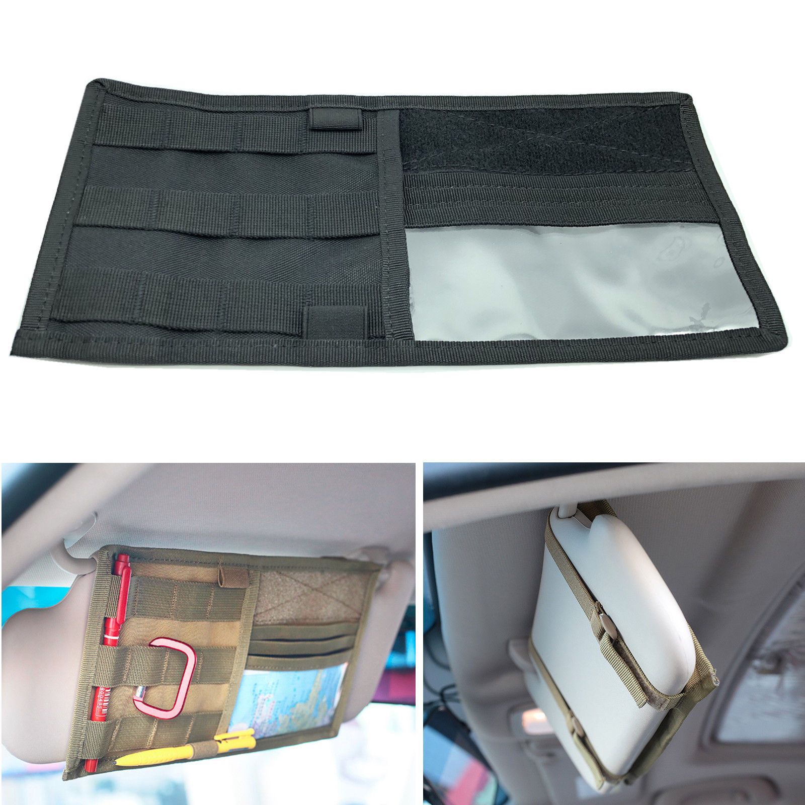Car Sun Visor Organiser Cards Tickets Storage Bag Pocket Pouch Phone Holder