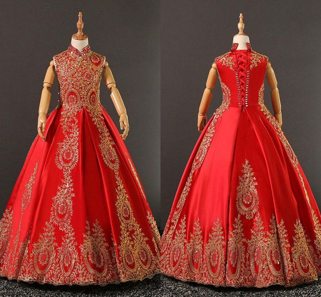 red and gold princess dress