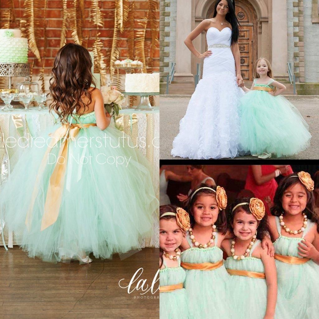 flower girl dresses with green sash