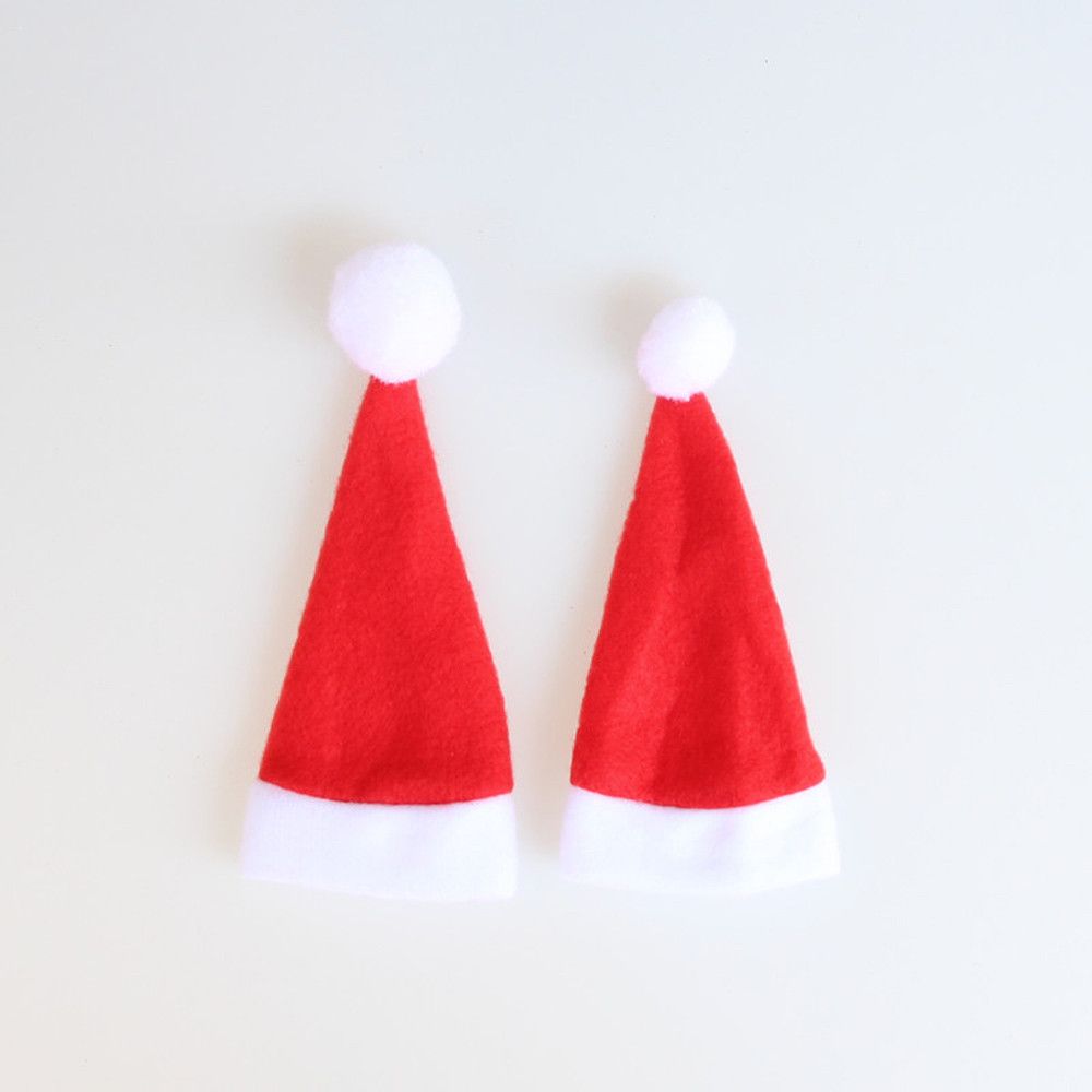 Xmas Christmas Decorative Tableware Fork Set Christmas Hat Storage Tool 10PCS