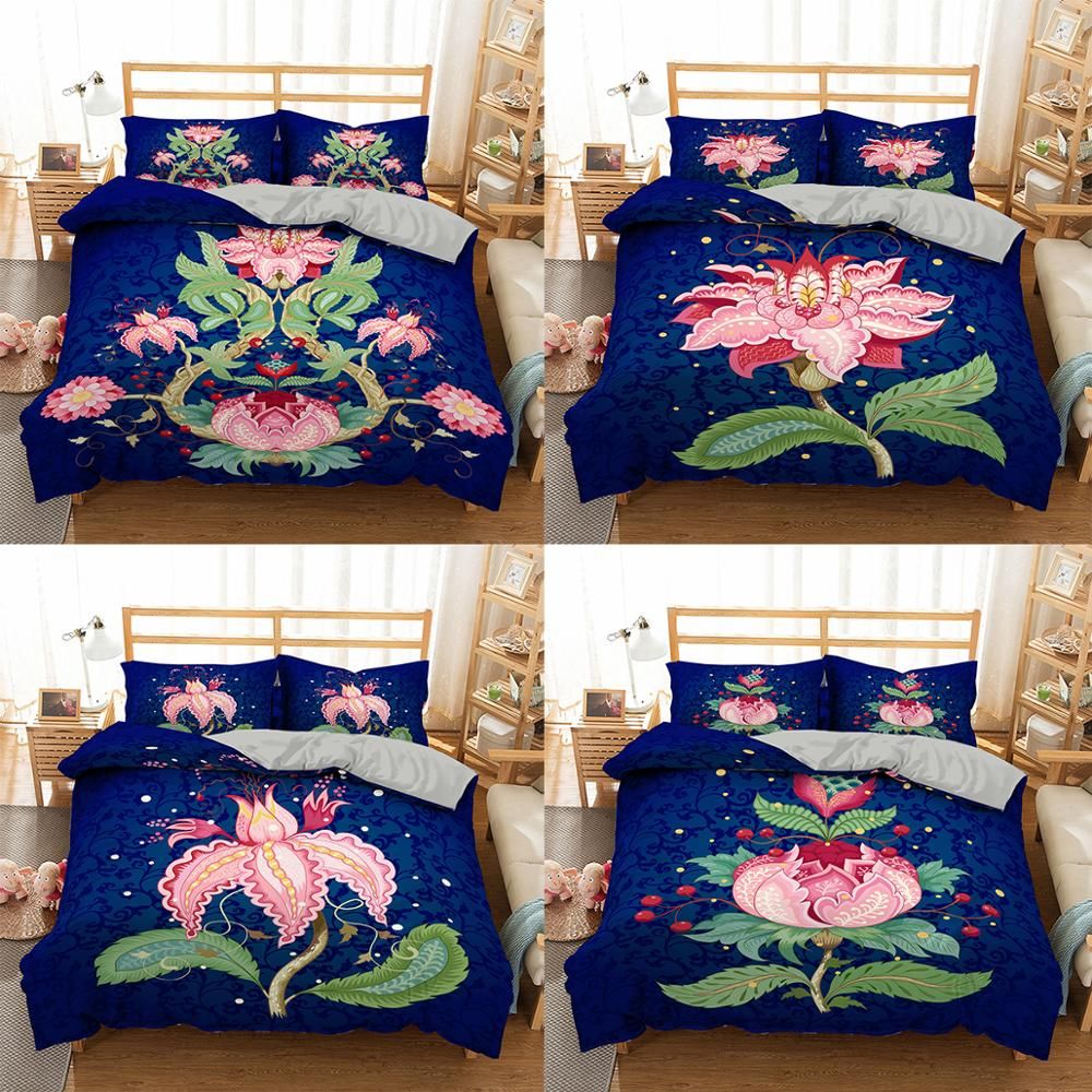 Zeimon Beautiful Flowers Bedding Set 3d Floral Duvet Cover With