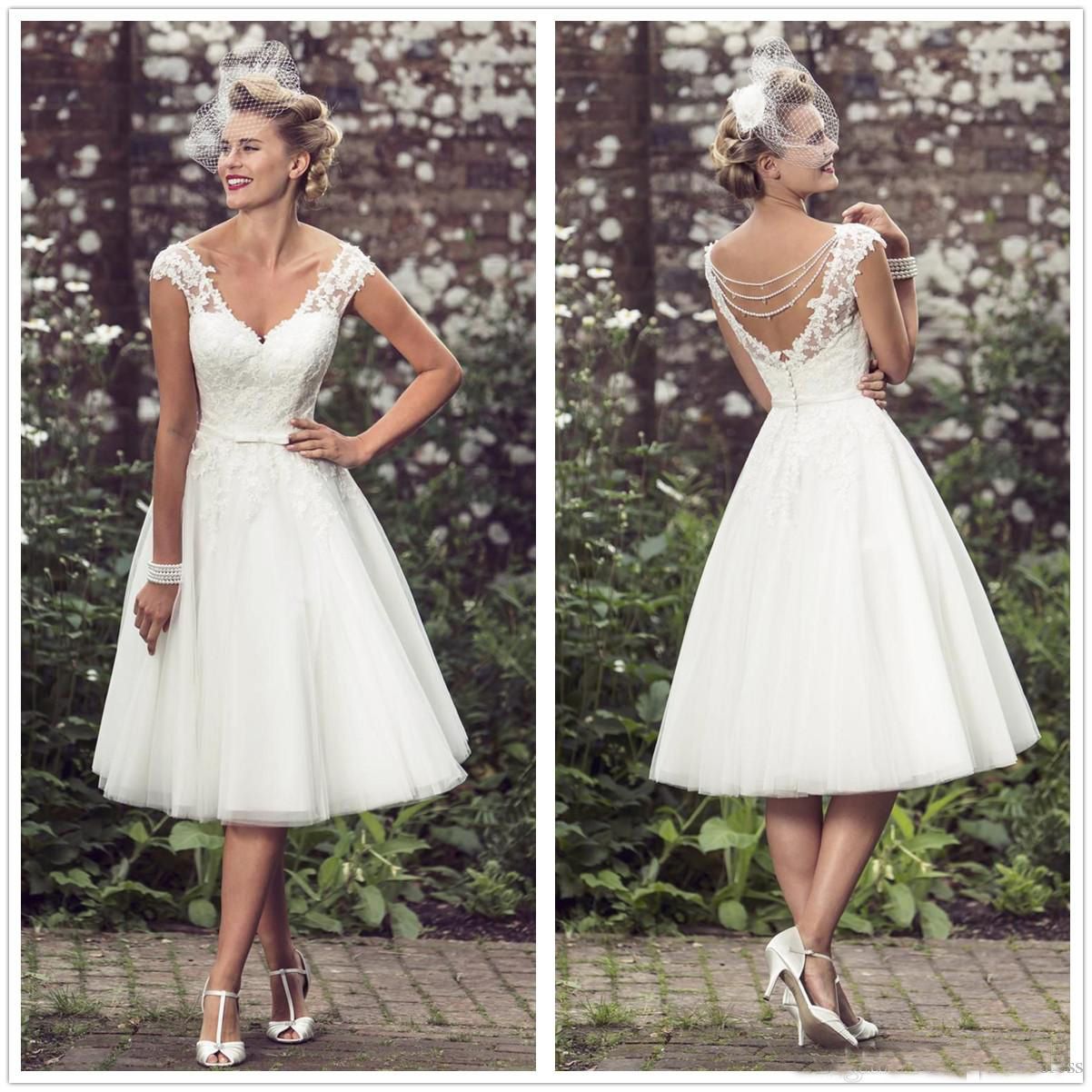 1950's style wedding dresses tea length