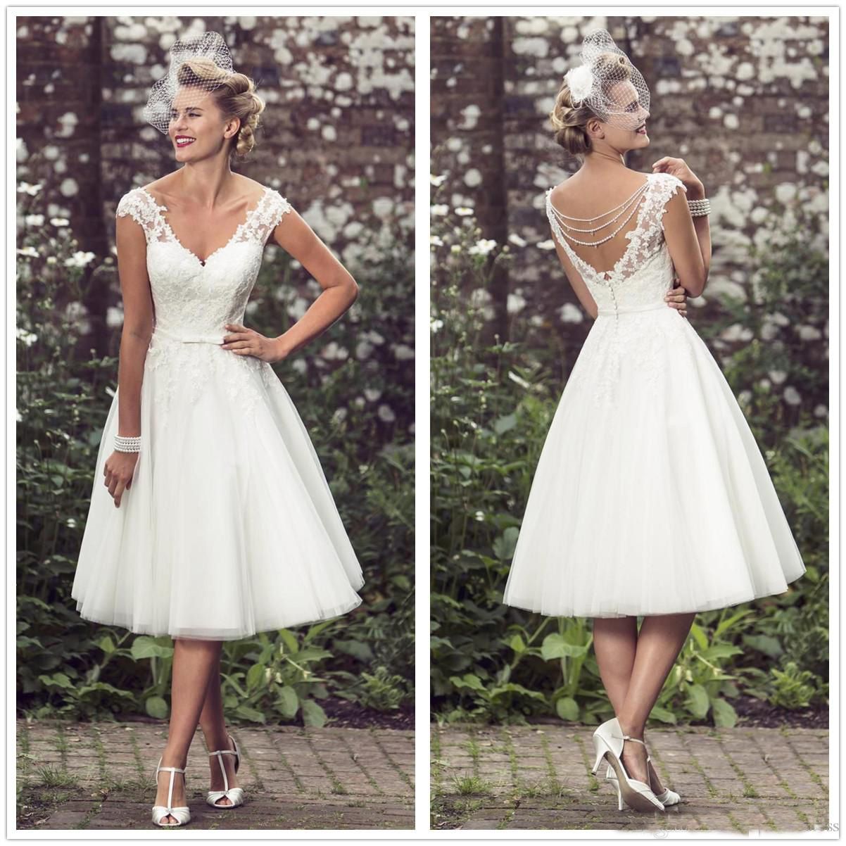 50s Style Wedding Dresses Tea Length ...
