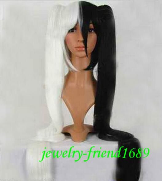 Fashion Black White Color Split Type Long Straight Cosplay Wig 2