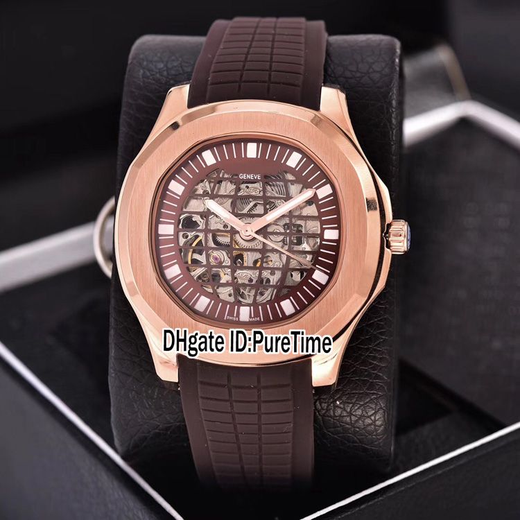 New Classic 5711 Rose Gold Brown Skeleton Globe Dial A2813 Automatic Mens Watch Brown Rubber Sports Watches Cheap Puretime P306f6 Swiss Watch Vintage Watches From Puretime 94 52 Dhgate Com