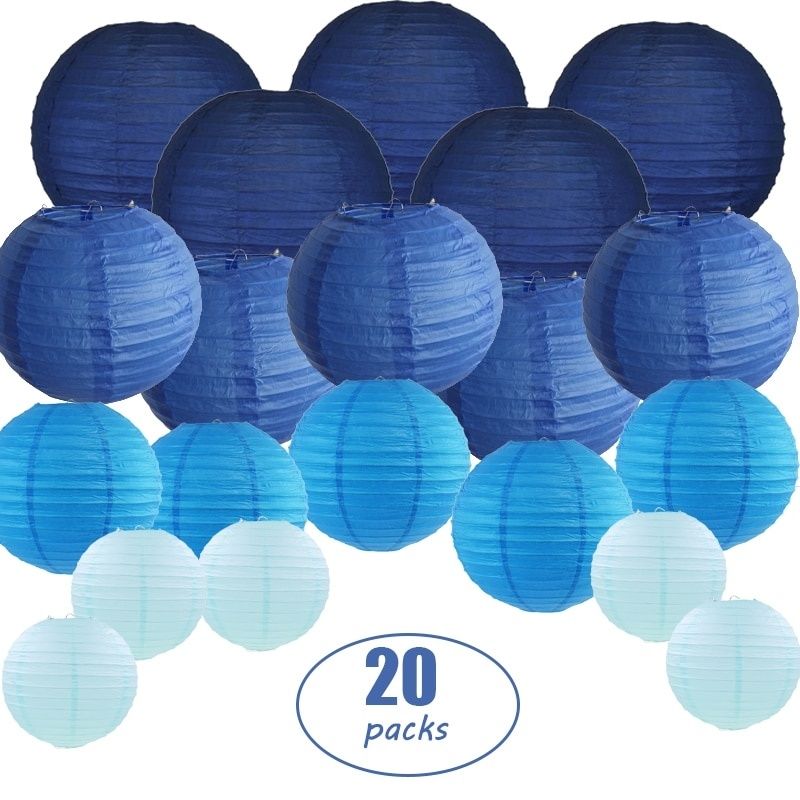 Blue Round Paper Lantern Assorted Sizes For Party Home Outdoor