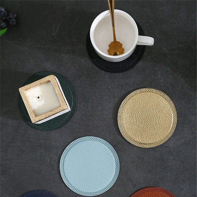 Round Non Slip Soft PU Placemats Placemats Dining Table Mats Tableware Pad LP