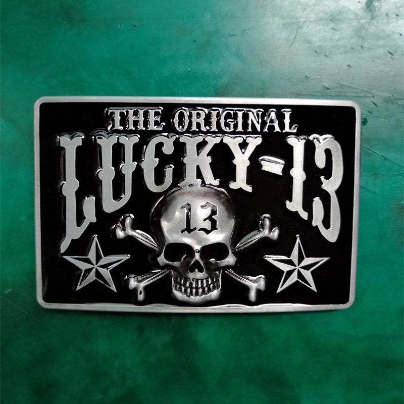 Lucky 13 Skull Cowboy Belt Buckle 