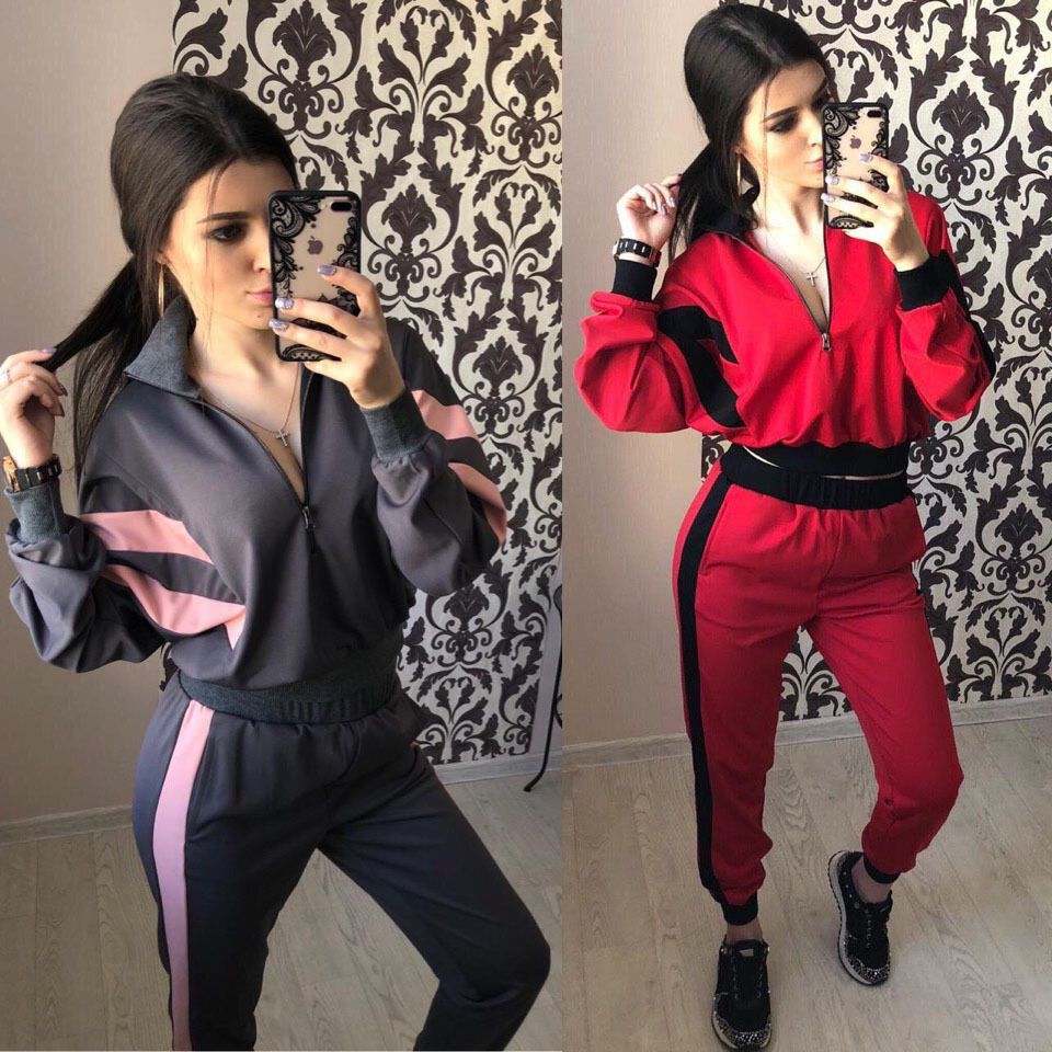 Otoño nuevo estilo europeo americano diseño de marca ropa deportiva de mujer use