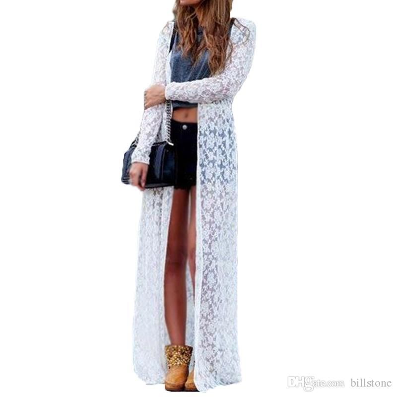 Compre 2019 Mujeres Outwear Encaje Crochet Blusas Playa De Manga Larga  Kimono Cardigan Casual Suelta Blusas Largas Tops Sólidos Camisa De Talla  Grande A 34,18 € Del Billstone | Es.Dhgate.Com