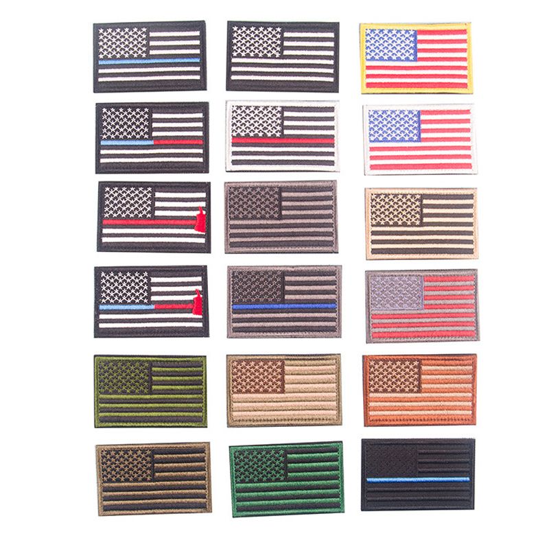 AMERICAN FLAG EMBROIDERED 200 PATCH GOLD BORDER USA US United State