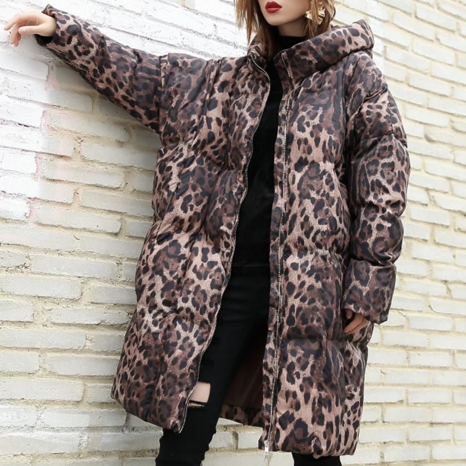 leopard print parka coat