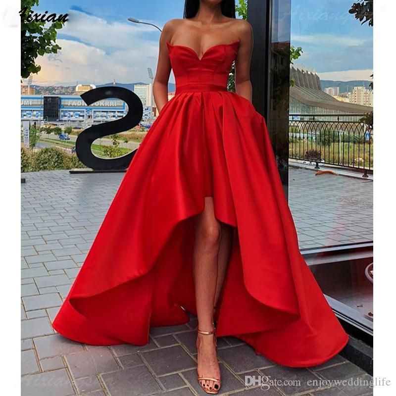 Compre Nueva Llegada Baratos Amor Rojo Que Hi Lo Una Línea De Vestidos De  Baile Con Los Bolsillos De Los Plisados \u200b\u200bde Satén Más El Tamaño De Vestido  Formal Del Partido De