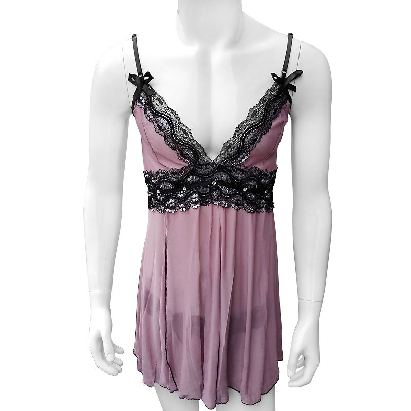 US Women Ladies Lace Sissy Lingerie Set Nightwear Mesh Dress Underwear Sleepwear