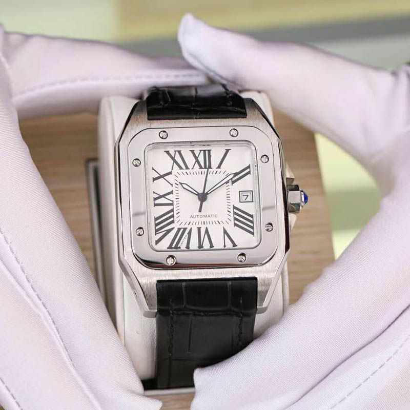 Luxury Top Brand Men Square Watches Leather Strap Automatic Movement Mechanical Silver Case Mens Watches Sports Original Clasp Wristwatches Watch Online Shopping Shop Watches From Watch 2813 82 91 Dhgate Com