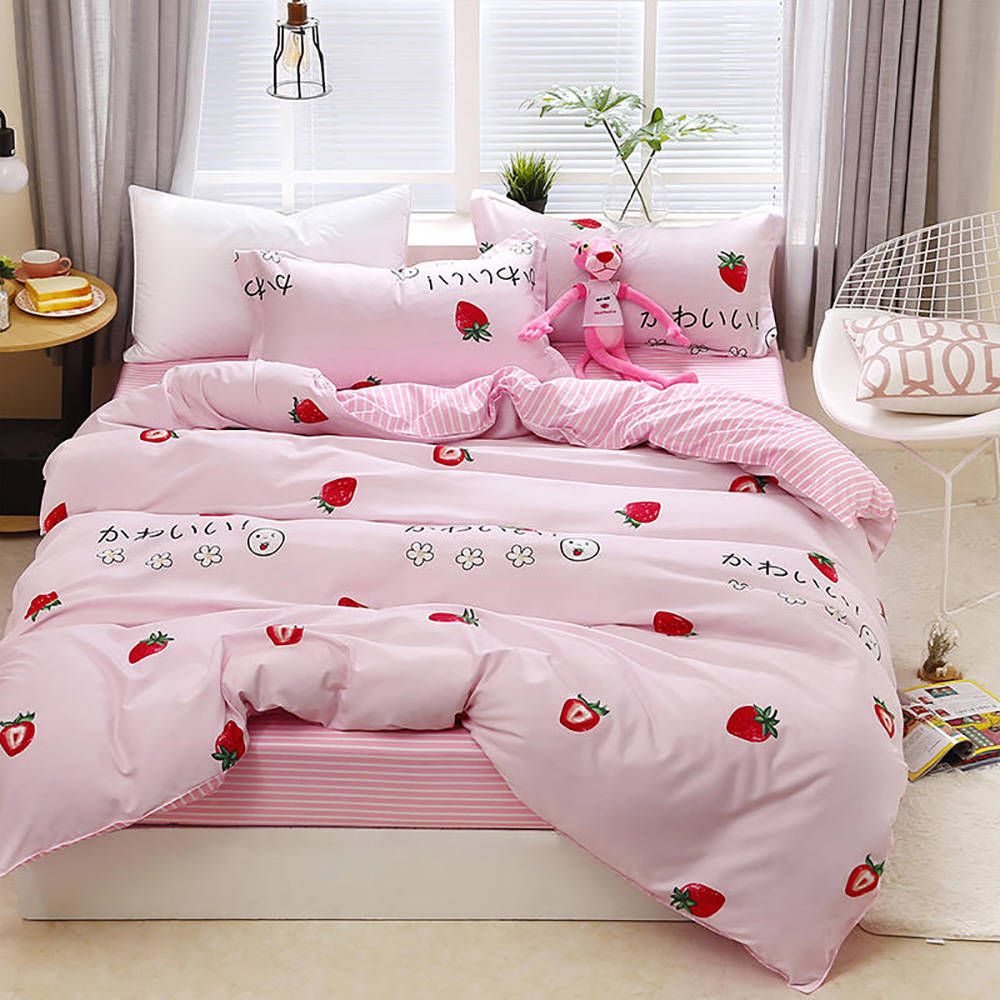 Strawberry Bedding Set Japanese Sweet Lovely High End Duvet Cover