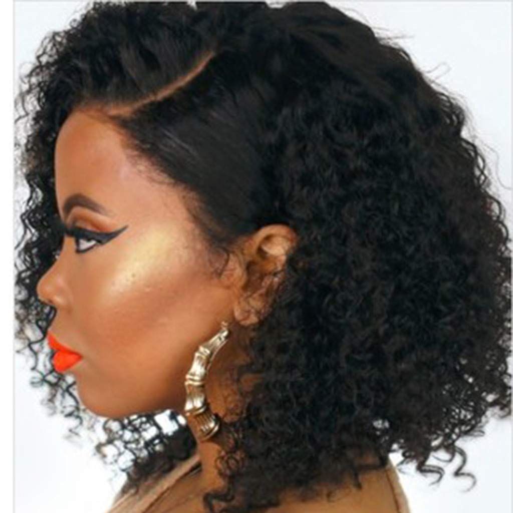 Short Bob Haircut Pre Plucked Brazilian Remy Hair Curly Lace Front