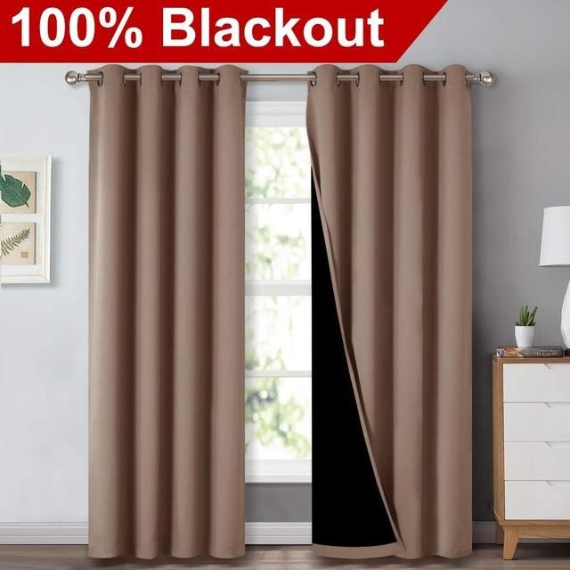 2021 Double Layer Full Blackout Curtains Super Thick Insulated Complete