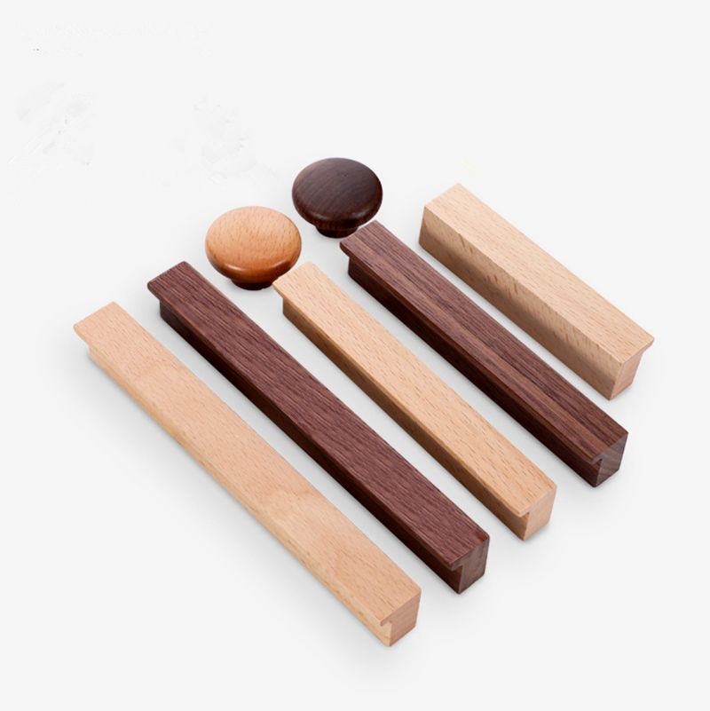 2020 Wooden Cabinet Drawer Knobs Handles Solid Wood Kitchen