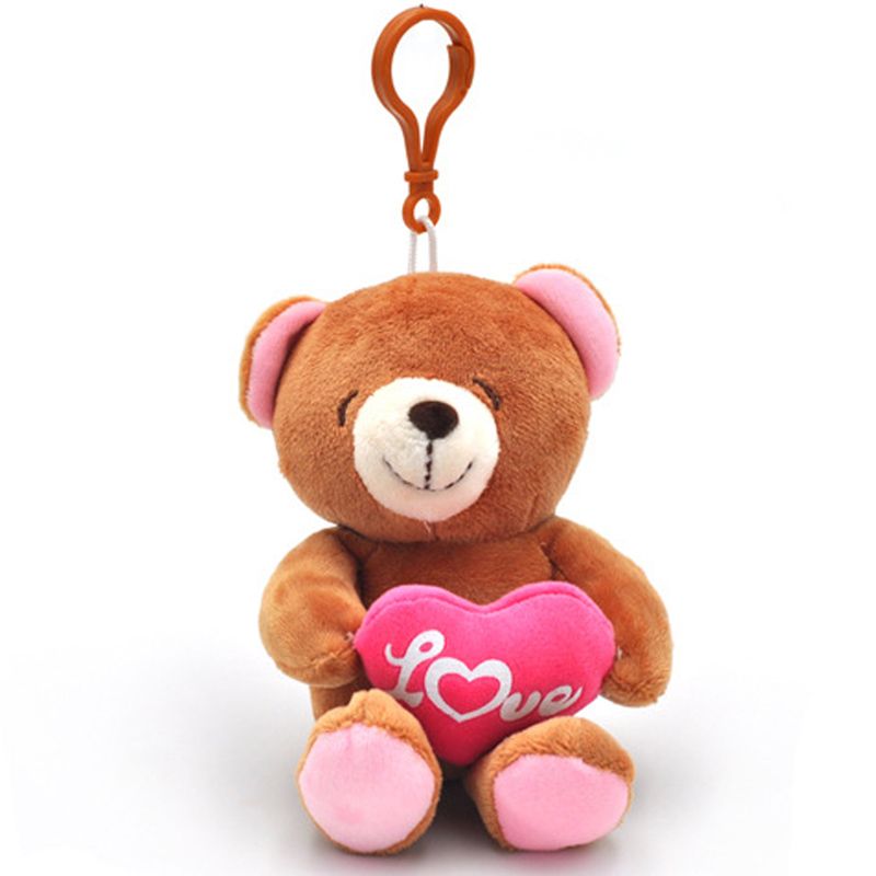 3 Red Soft Teddy Bears KEY CHAIN with Red Heart /"I Love You/" Key Chains