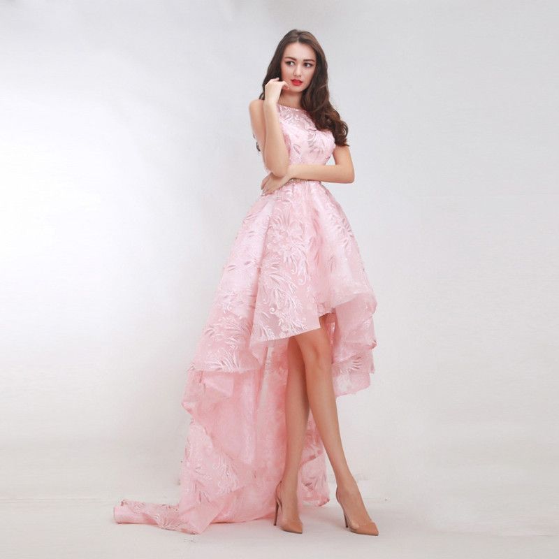 Compra Nuevos Estilos Vestidos De Fiesta Con Estampado De Flores De Color  Rosa 2019 Elegante A Line Sweep Train Diseño Elegante Vestidos Cortos Para  Mujeres Hi Lo Homecoming Dress Barato | Entrega