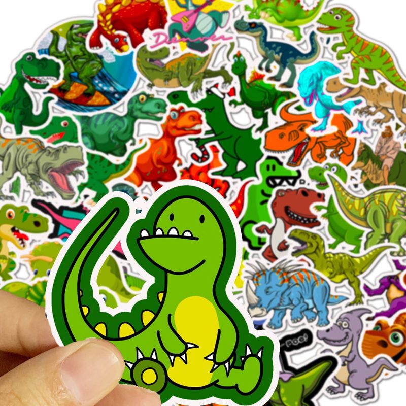 Dibujos animados dinosaurios Tyrannosaurus 50pcs / Set lindos pegatinas  impermeable para la caja de lápiz portátil de