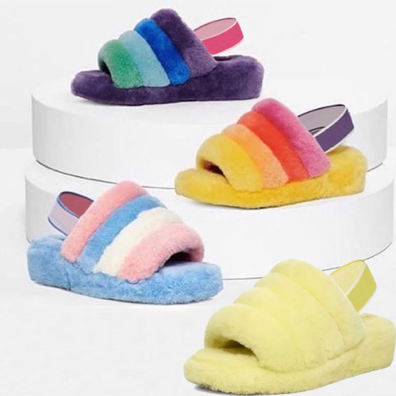 womens rainbow slides