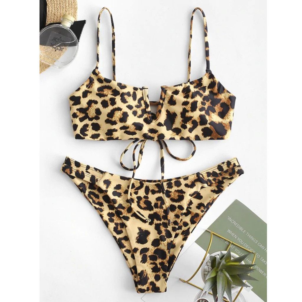 tiger print bikini set