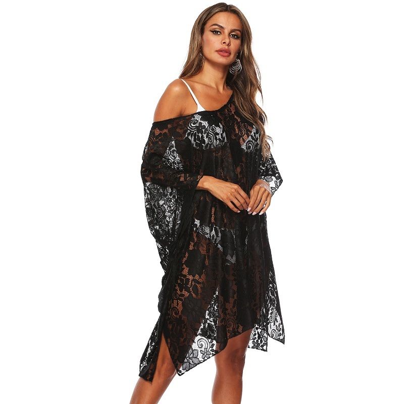 black lace beach cover up