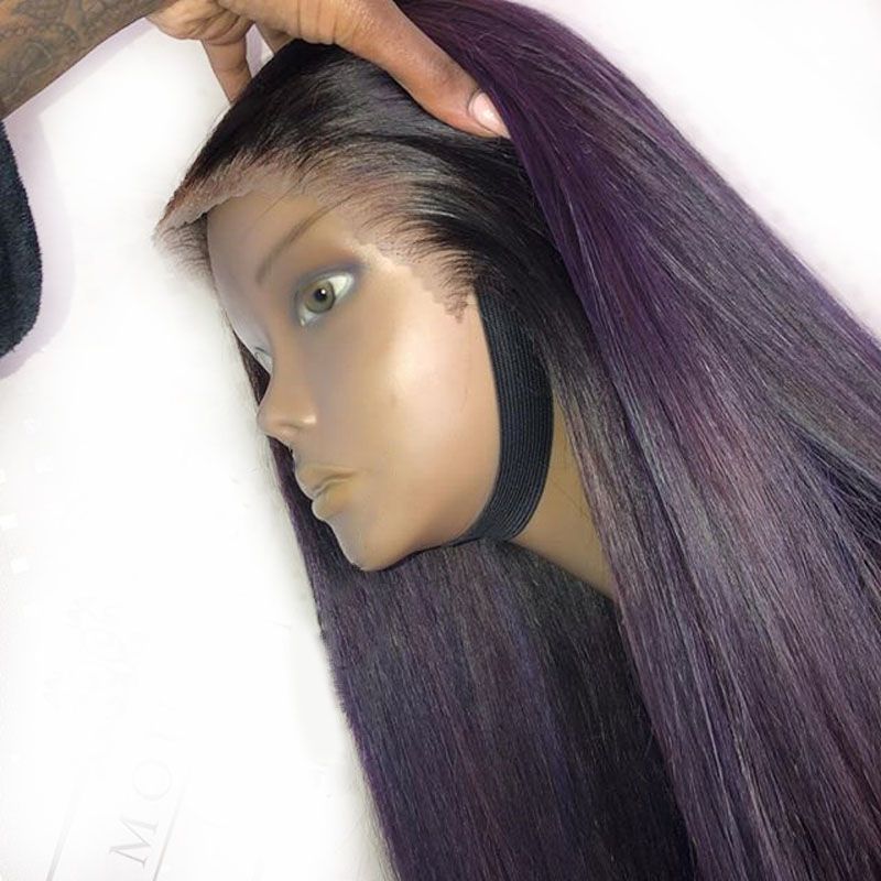 1b Purple Ombre Human Hair Wig 13x6 Deep Middle Part Lace Front Long Straight Brazilian Remy Wigs Preplucked For Black Women From Fantasybeautyhair 57 47 Dhgate Com