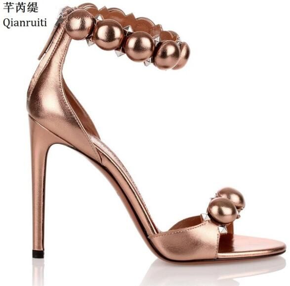 rose gold open toe shoes
