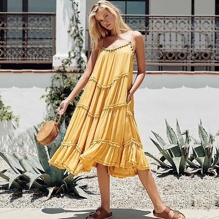 vestido solto de alça