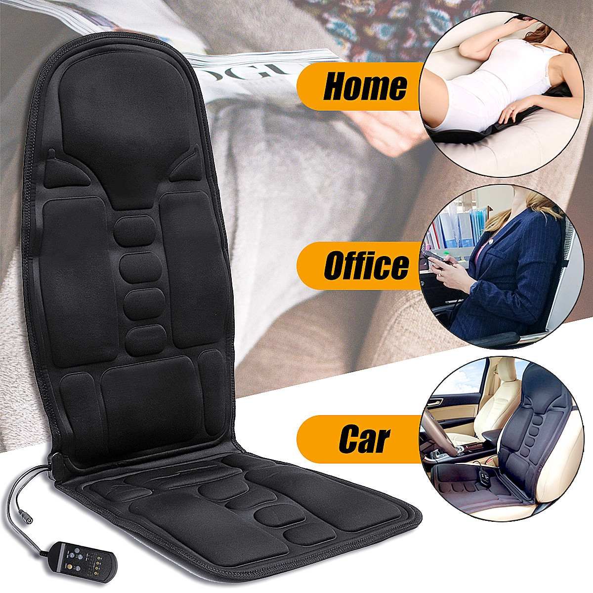 Electric Mulifunction Back Heated Massage Car Seat Home Office