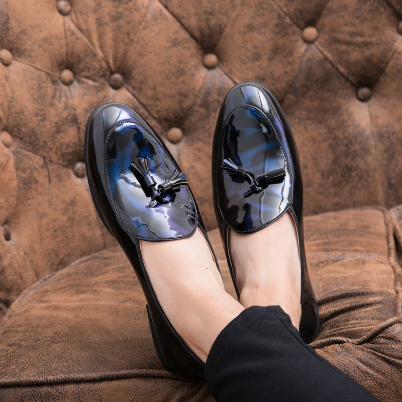 scarpe eleganti uomo vernice blu