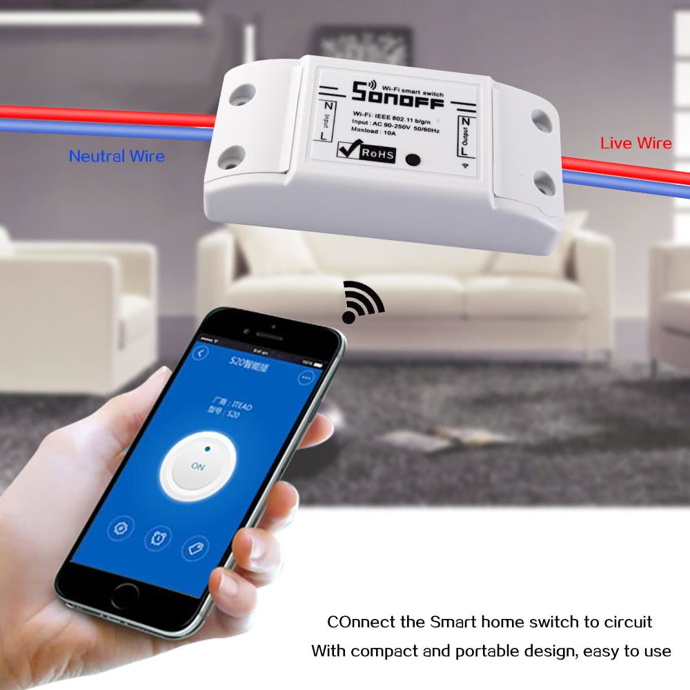 Sonoff Smart Wifi Switch Wireless Remote Control Power Shut 10a Timer Universal Home Controller Light Switch Smart Homes Alarm System From