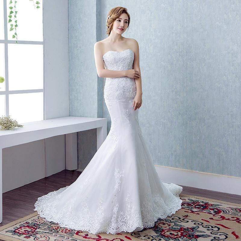 slim fishtail wedding dress