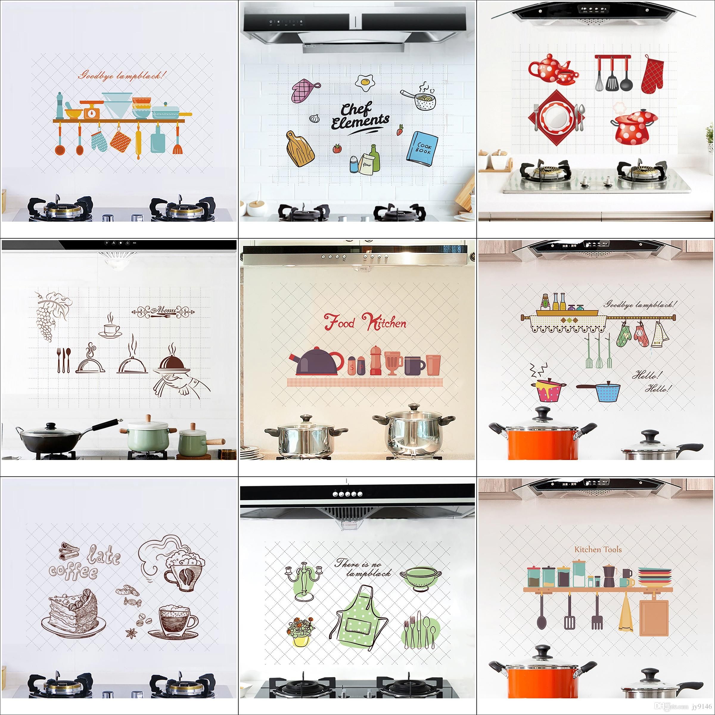 9 Styles Cartoon Kitchen Wall Decals Murals Pvc Oil Proof And