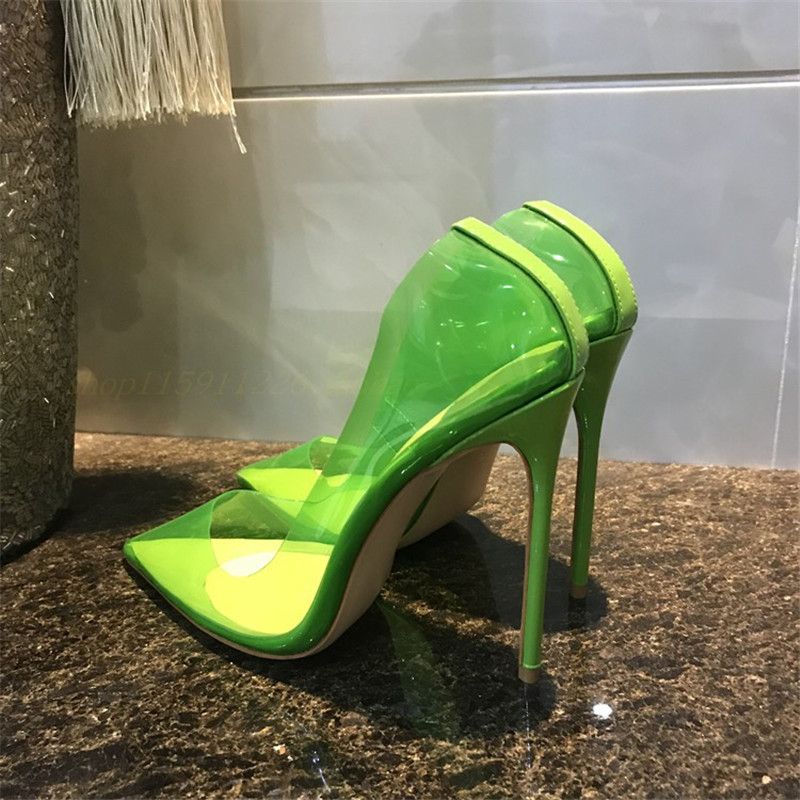 green clear heels