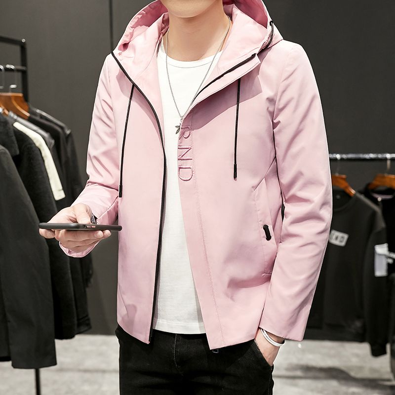 Compra Los Nuevos Hombres De La Chaqueta Con Capucha Primavera Casual Outfit  Rompevientos Pink Beige Negro Transpirable Bordado De La Letra Para Hombre  De Las Chaquetas Y Abrigos Venta Barato | Entrega
