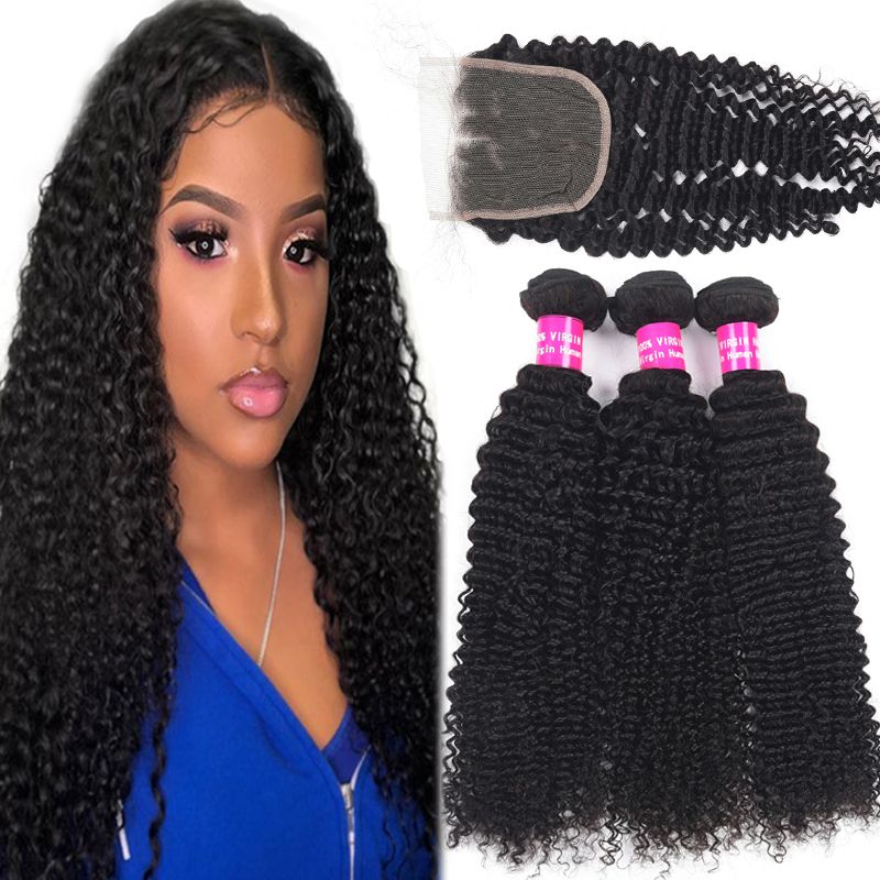 8a Remy Brazilian Human Hair Bundles With Closure 100 Unprocessed