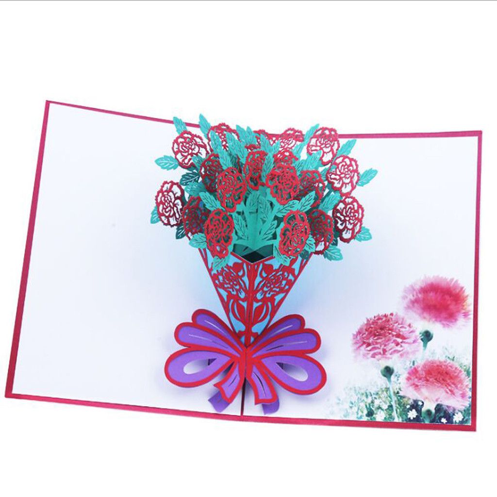 3D Flower Pop Up Birthday Mothers Day Get Well Card Wedding Anniversar UK Seller