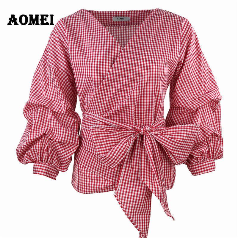 ladies red gingham shirt