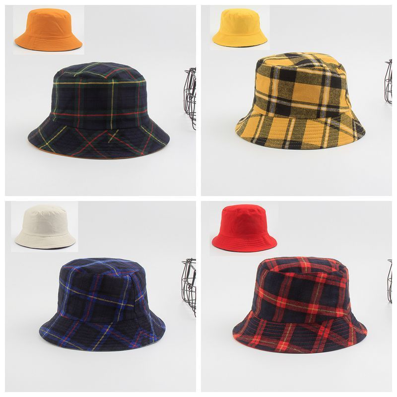 red plaid bucket hat