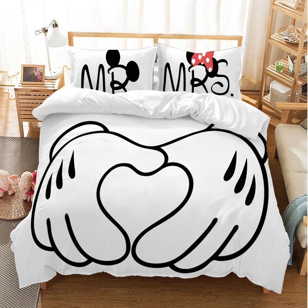 Cartoon Mick Mini Bedding Set Lovely Couple Queen King Size